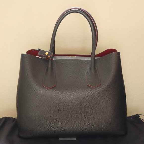 Prada Medium Double Saffiano Cuir Leather Tote Bag - Picture 7 of 13